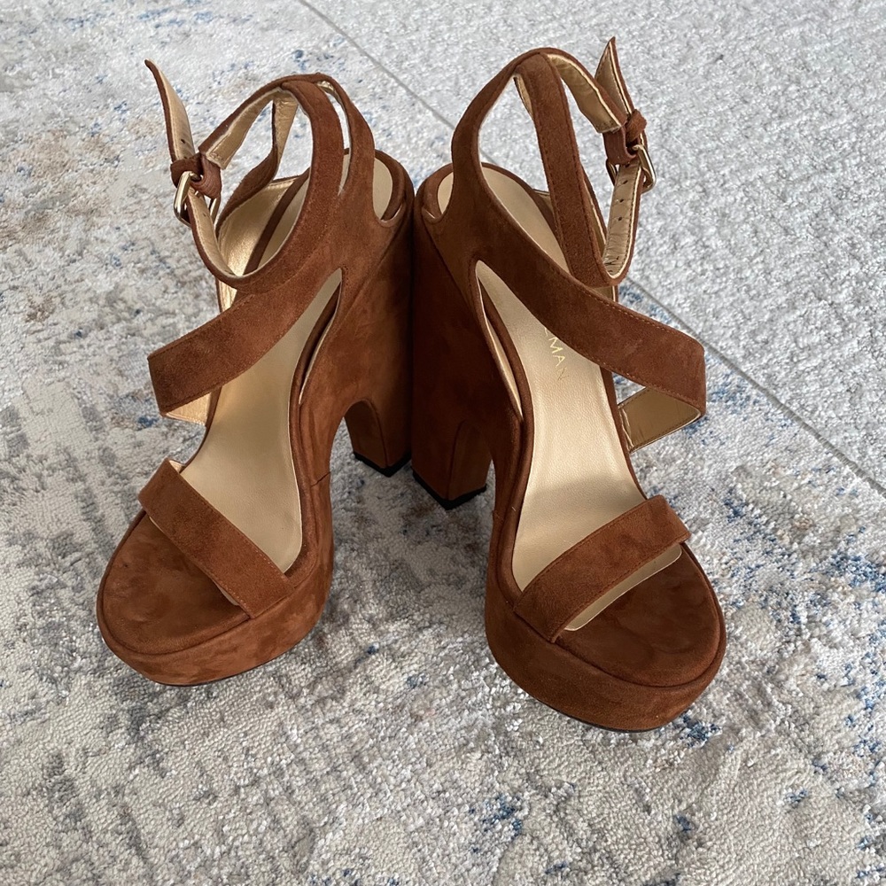 Stuart Weitzman Brown Suede Platform Heels